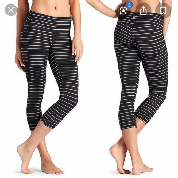 Athleta black and grey striped leggings - Picture 2 of 4